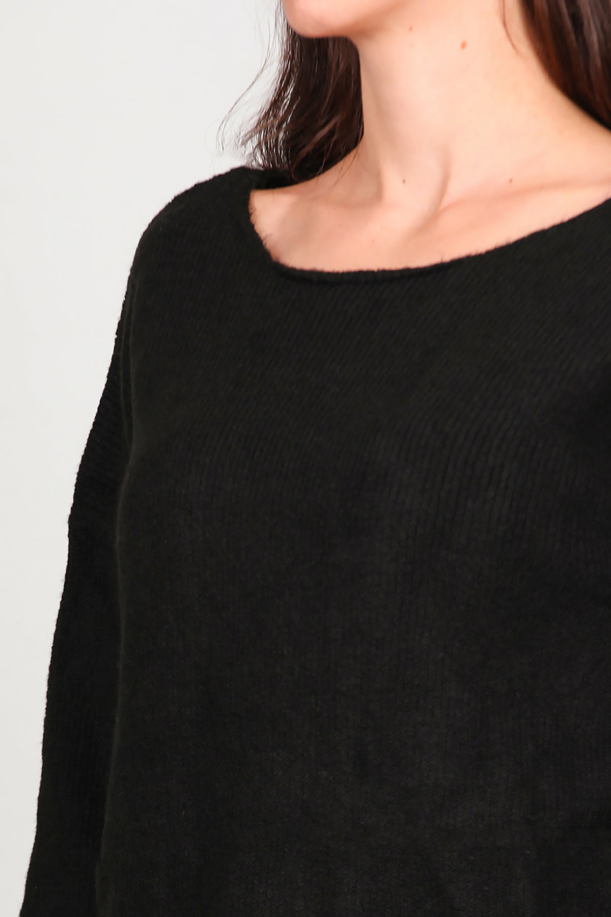 Kadın Oversize Triko Kazak Siyah
