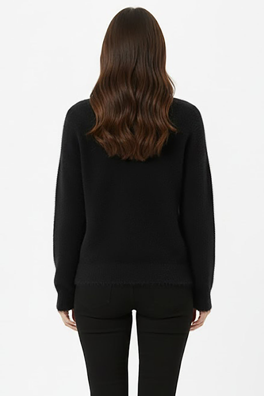 Kadın Sakallı Bisiklet Yaka Kazak Siyah