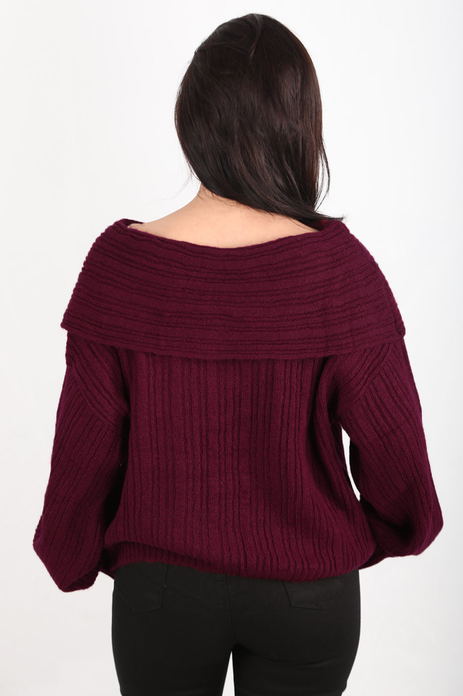 Offeria Kadın Madonna Yaka Kazak Bordo