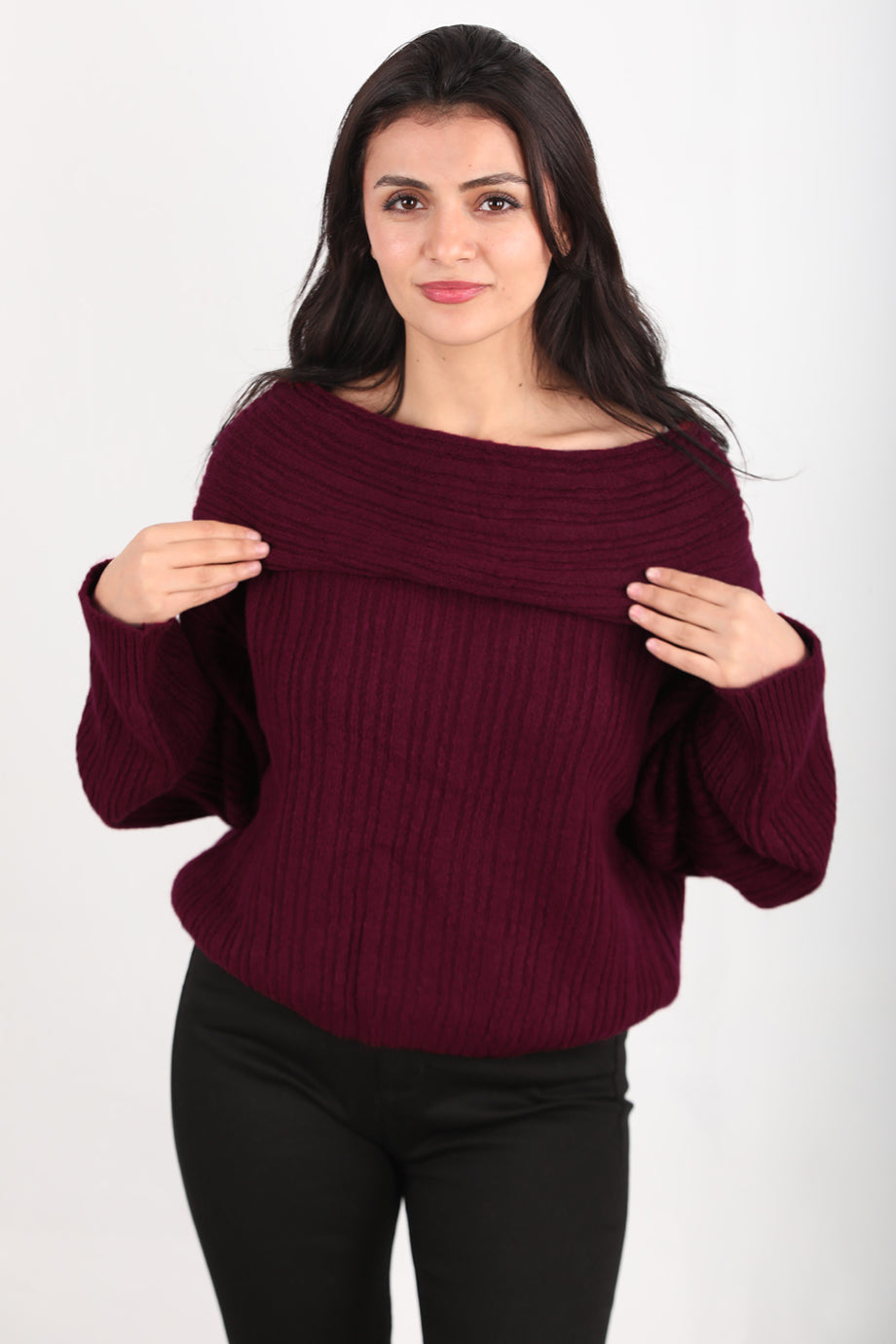 Offeria Kadın Madonna Yaka Kazak Bordo