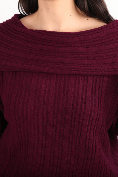 Offeria Kadın Madonna Yaka Kazak Bordo