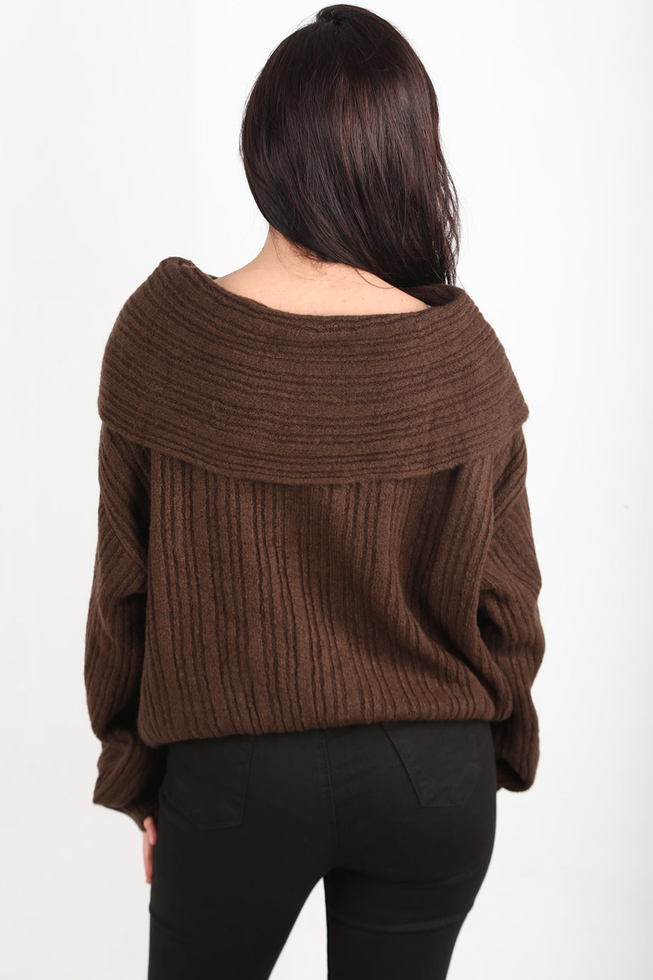 Offeria Kadın Madonna Yaka Kazak Kahverengi