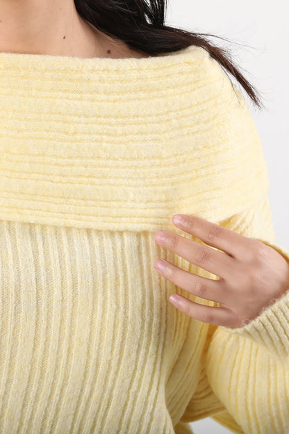 Offeria Kadın Madonna Yaka Kazak Sarı