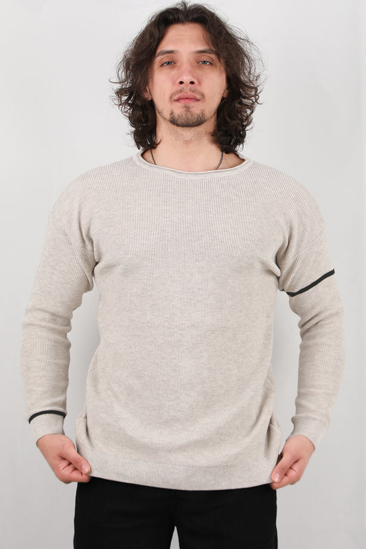 Stripeon Erkek Kol Çizgili Kazak Taş