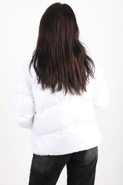 Snowra Kadın Ön Fermuarlı Şişme Mont Beyaz