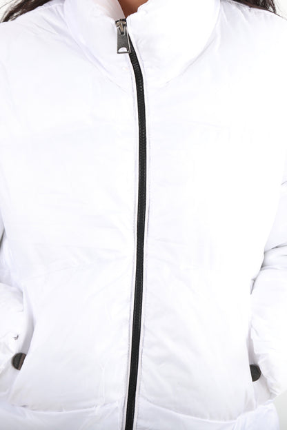 Snowra Kadın Ön Fermuarlı Şişme Mont Beyaz