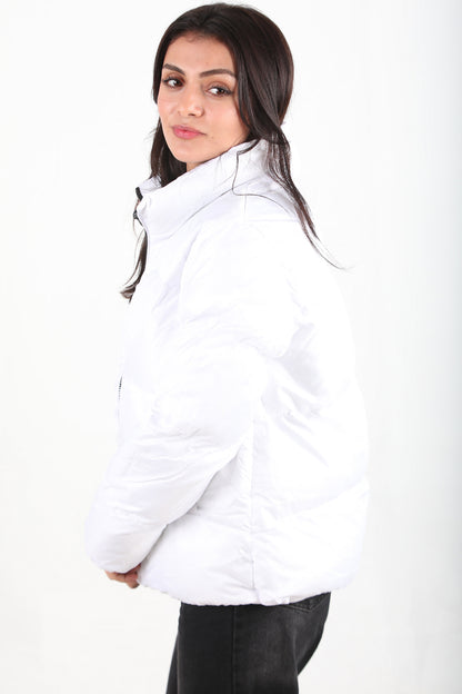 Snowra Kadın Ön Fermuarlı Şişme Mont Beyaz