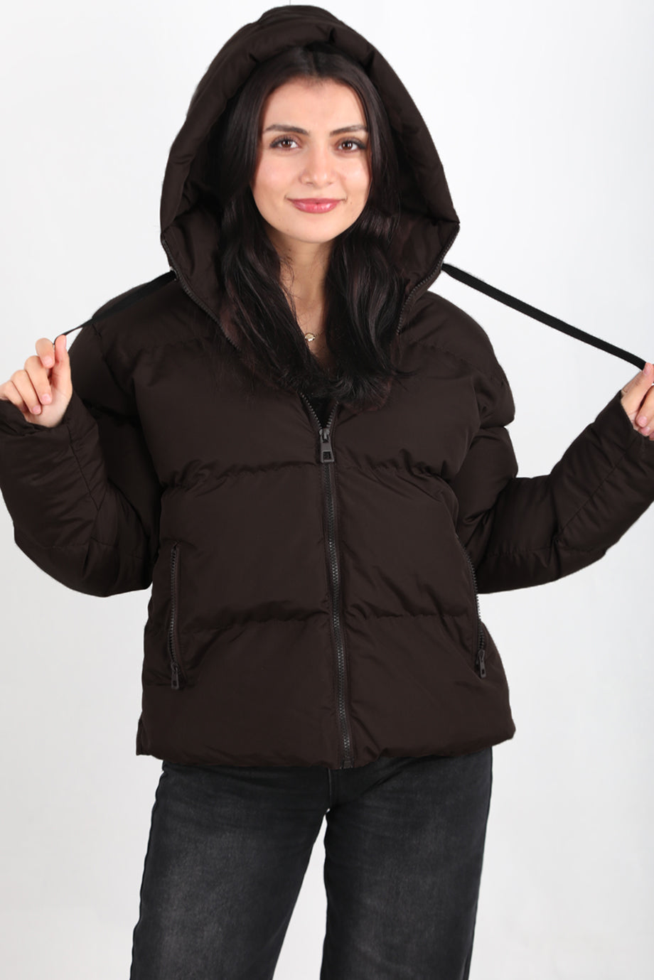 Overshort Kadın Oversize Kısa Mont Kahverengi