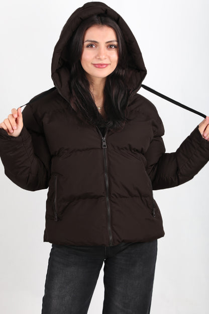 Overshort Kadın Oversize Kısa Mont Kahverengi