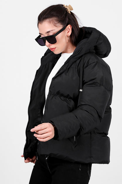 Kadın Oversize Kısa Mont Siyah