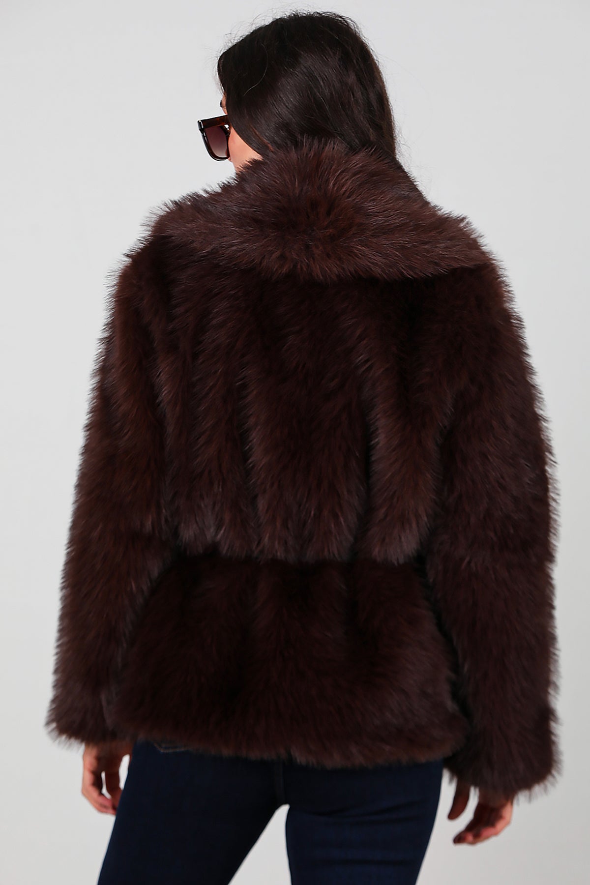 Kadın Kemerli Kürk Mont Kahverengi