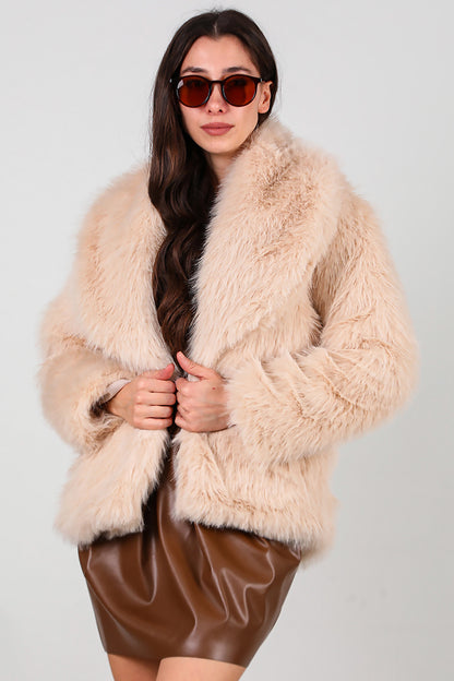 Kadın Kemerli Kürk Mont Taş