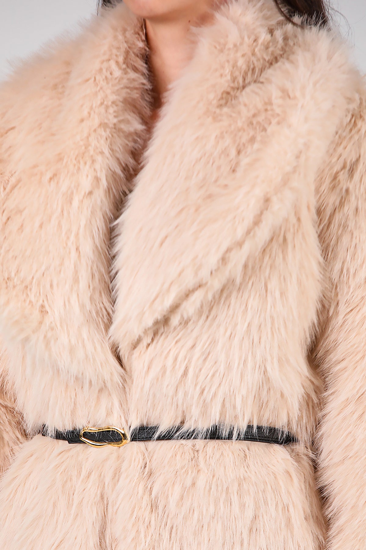 Kadın Kemerli Kürk Mont Taş