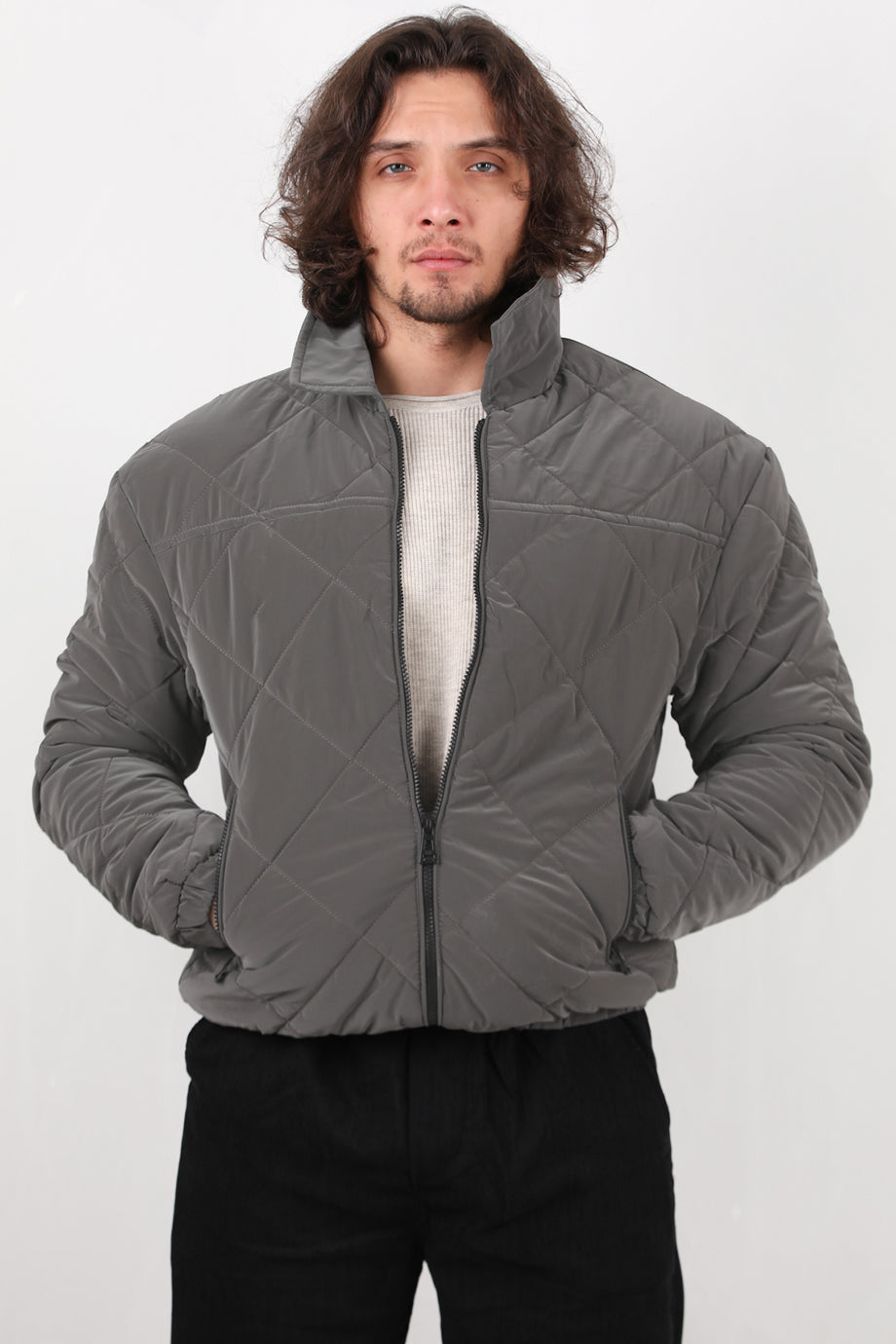 Quilted Erkek Kapiton Mont Füme