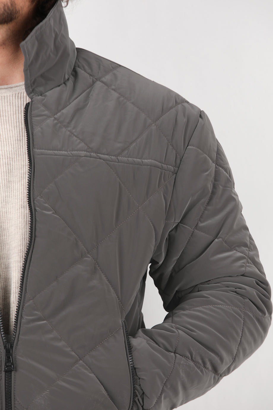 Quilted Erkek Kapiton Mont Füme