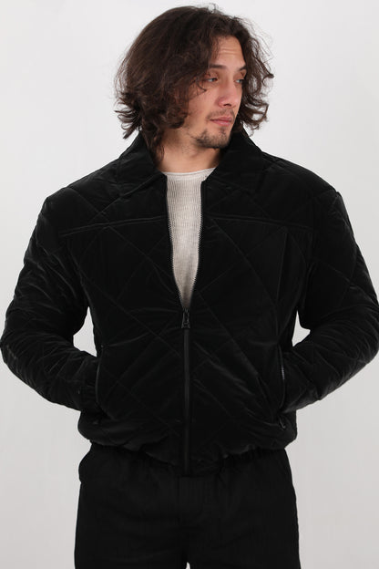 Quilted Erkek Kapiton Mont Siyah