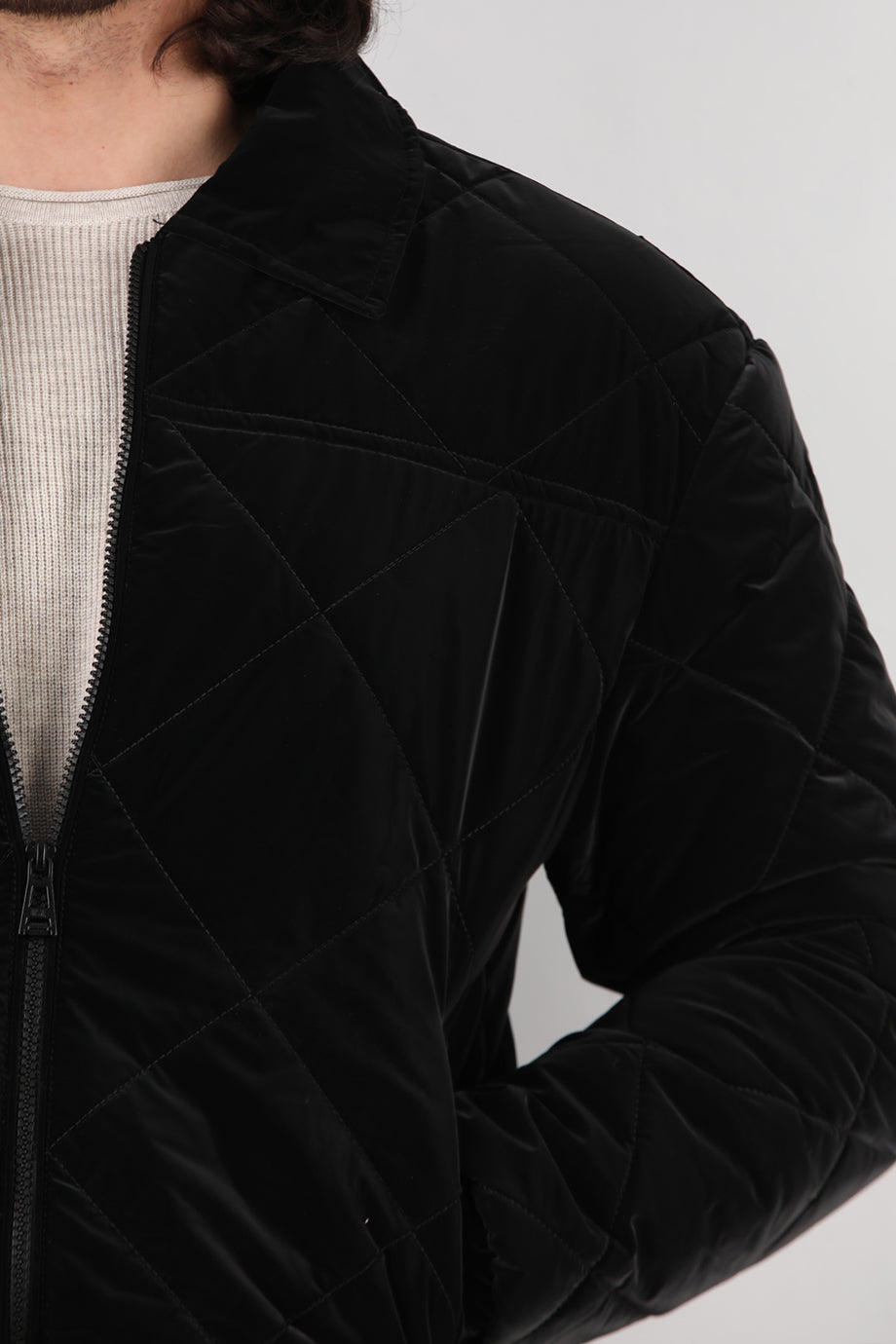 Quilted Erkek Kapiton Mont Siyah