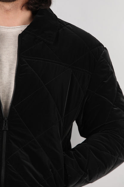Quilted Erkek Kapiton Mont Siyah