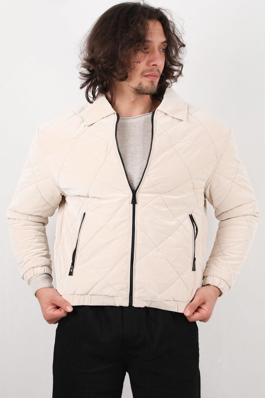 Quilted Erkek Kapiton Mont Taş