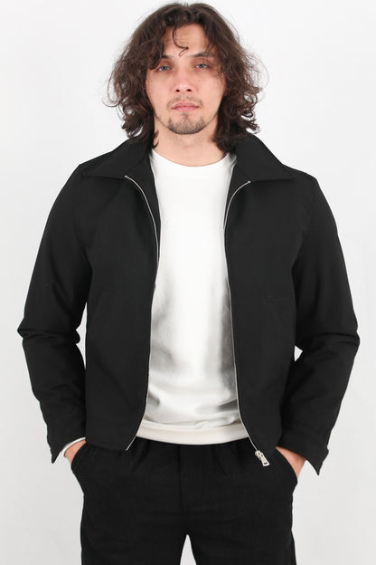 Sentinel Erkek Gabardin Pilot Yaka Mont Siyah