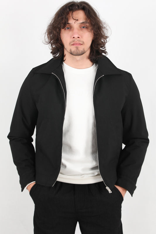 Sentinel Erkek Gabardin Pilot Yaka Mont Siyah