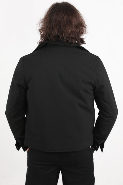 Sentinel Erkek Gabardin Pilot Yaka Mont Siyah