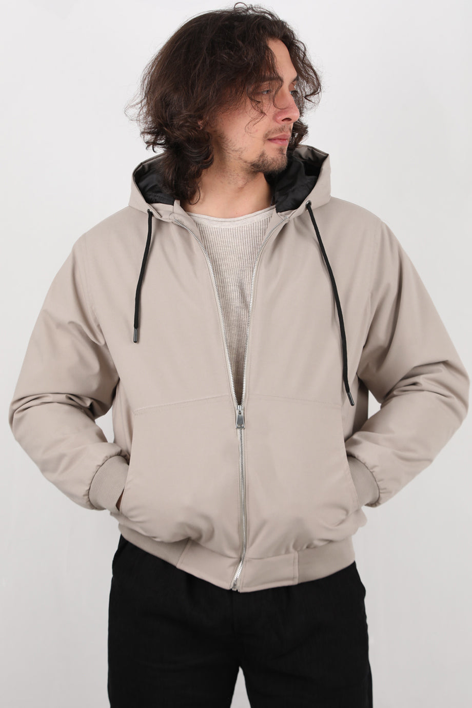 Gabahood Erkek Gabardin Kapşonlu Mont Vizon