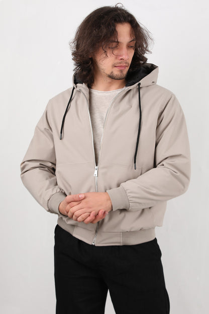 Gabahood Erkek Gabardin Kapşonlu Mont Vizon