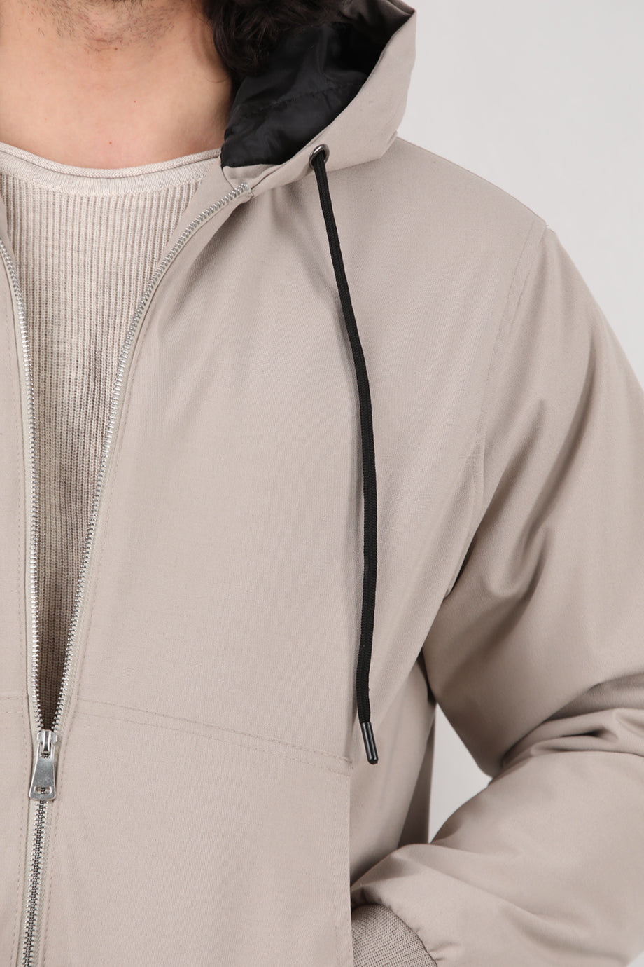 Gabahood Erkek Gabardin Kapşonlu Mont Vizon