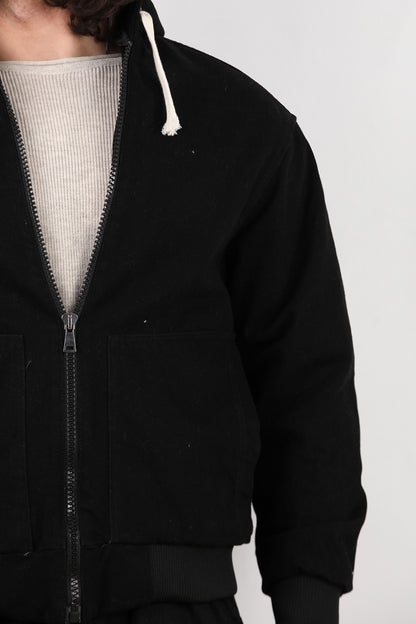 Jeanhood Erkek Kapşonlu Kot Mont Siyah