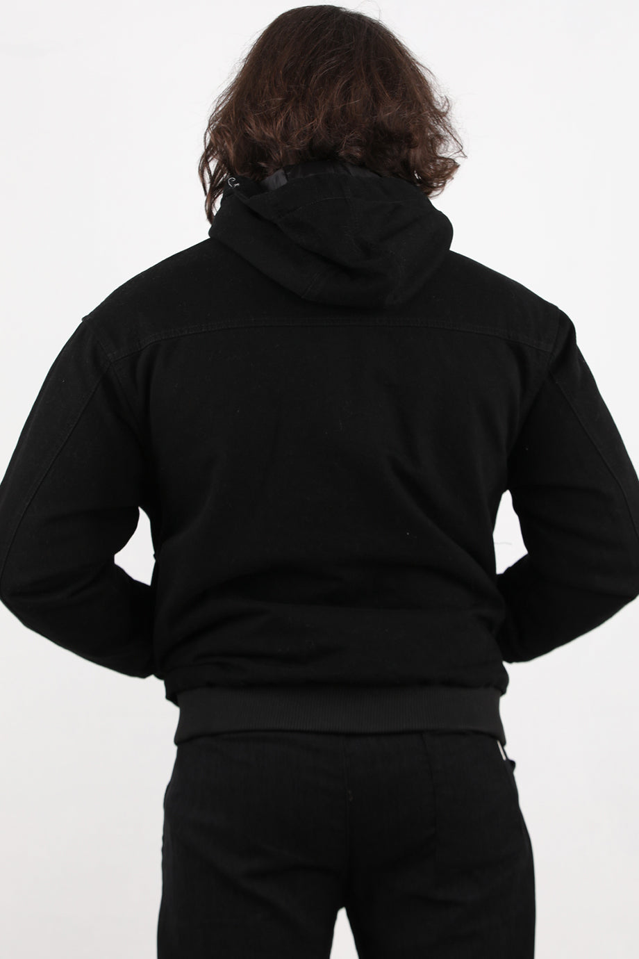 Jeanhood Erkek Kapşonlu Kot Mont Siyah