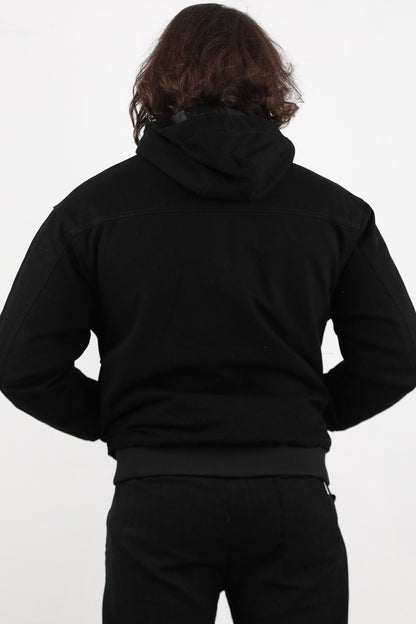 Jeanhood Erkek Kapşonlu Kot Mont Siyah