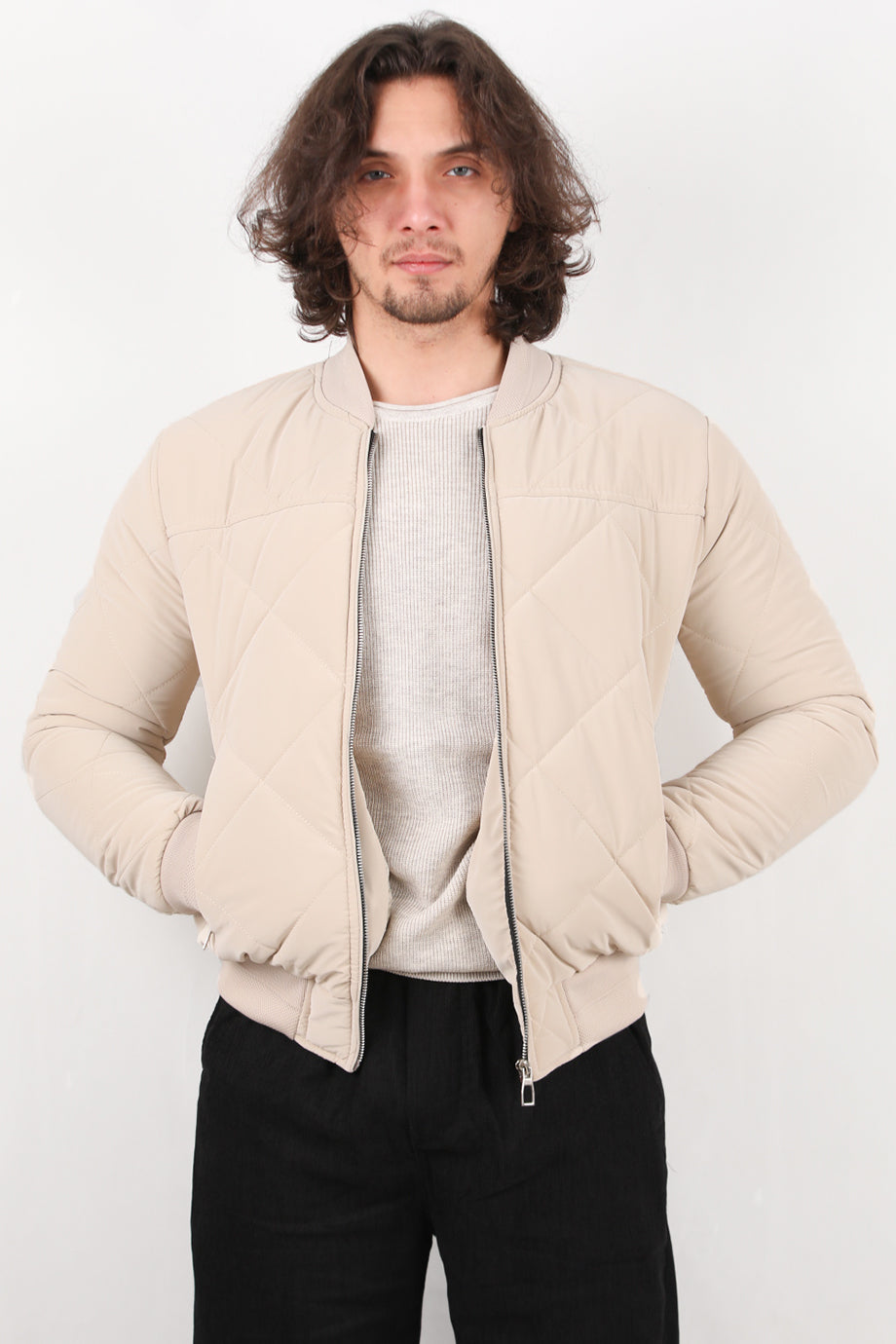 Ribbed Erkek Kol Bel Manşetli Mont Taş