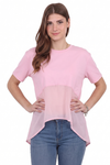 Kadın Tencel Garnili Bluz  Pembe