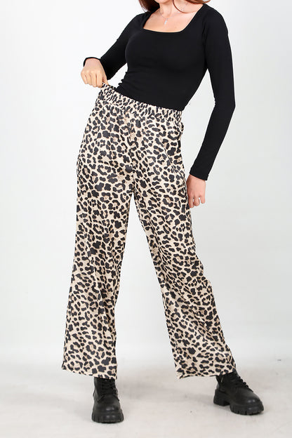 Kadın Leoparlı Pantolon Bej
