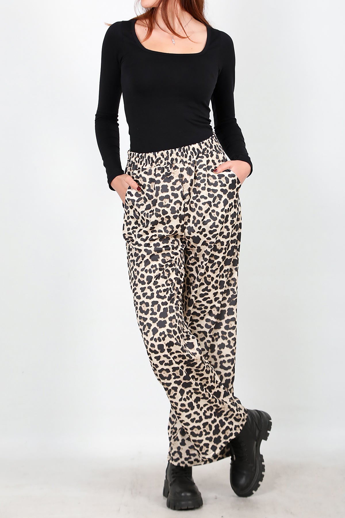 Kadın Leoparlı Pantolon Bej
