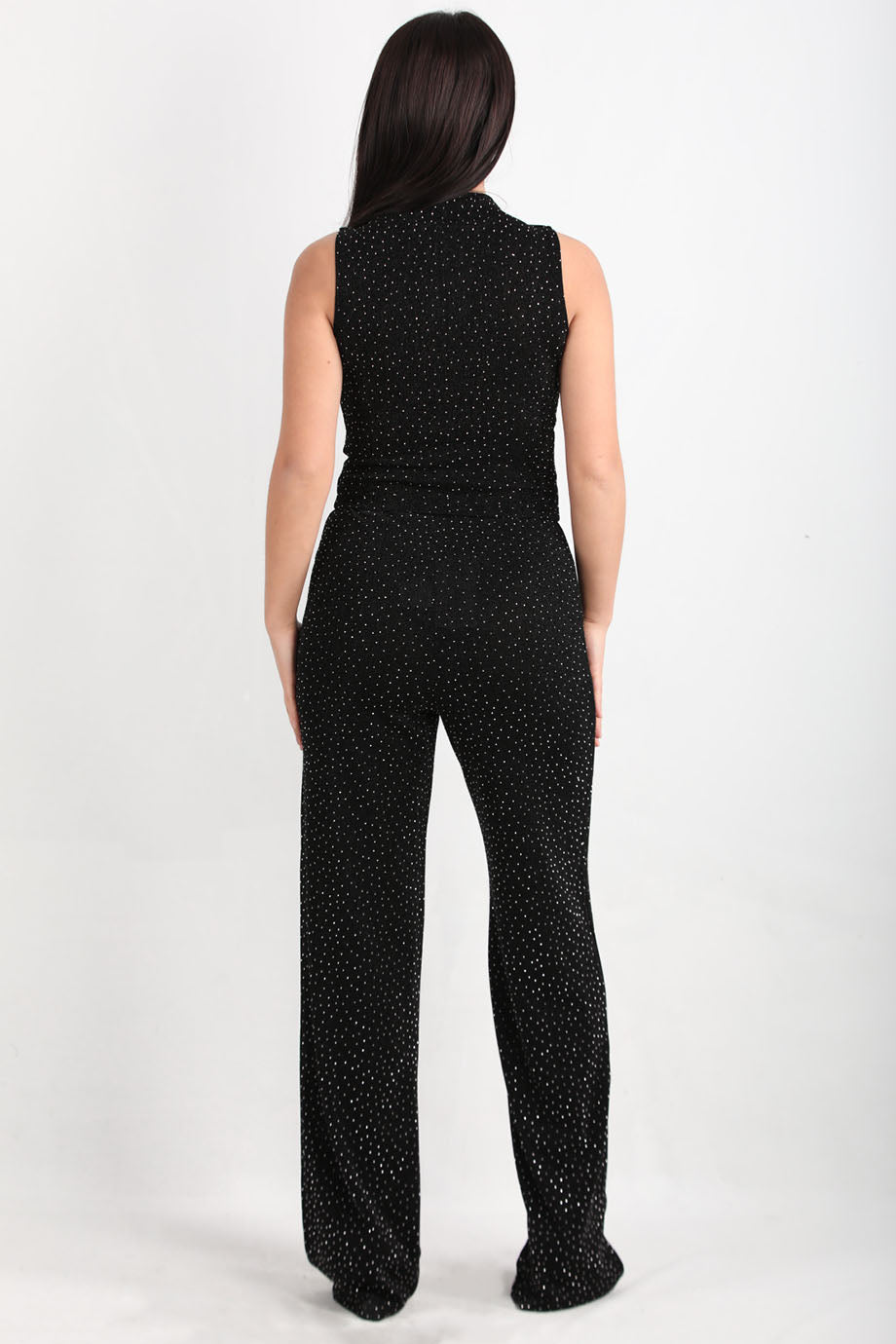 Glimflow Kadın Simli Bol Paça Pantolon Siyah