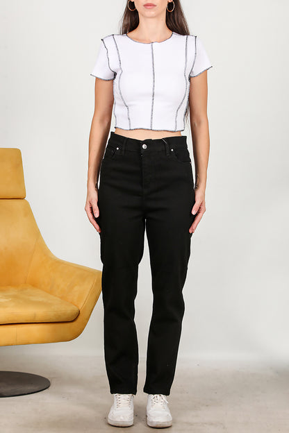 Kadın Mom Jeans Pantolon Siyah