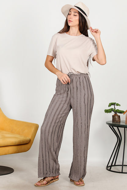 Kadın Püsküllü Bol Paça Pantolon Vizon