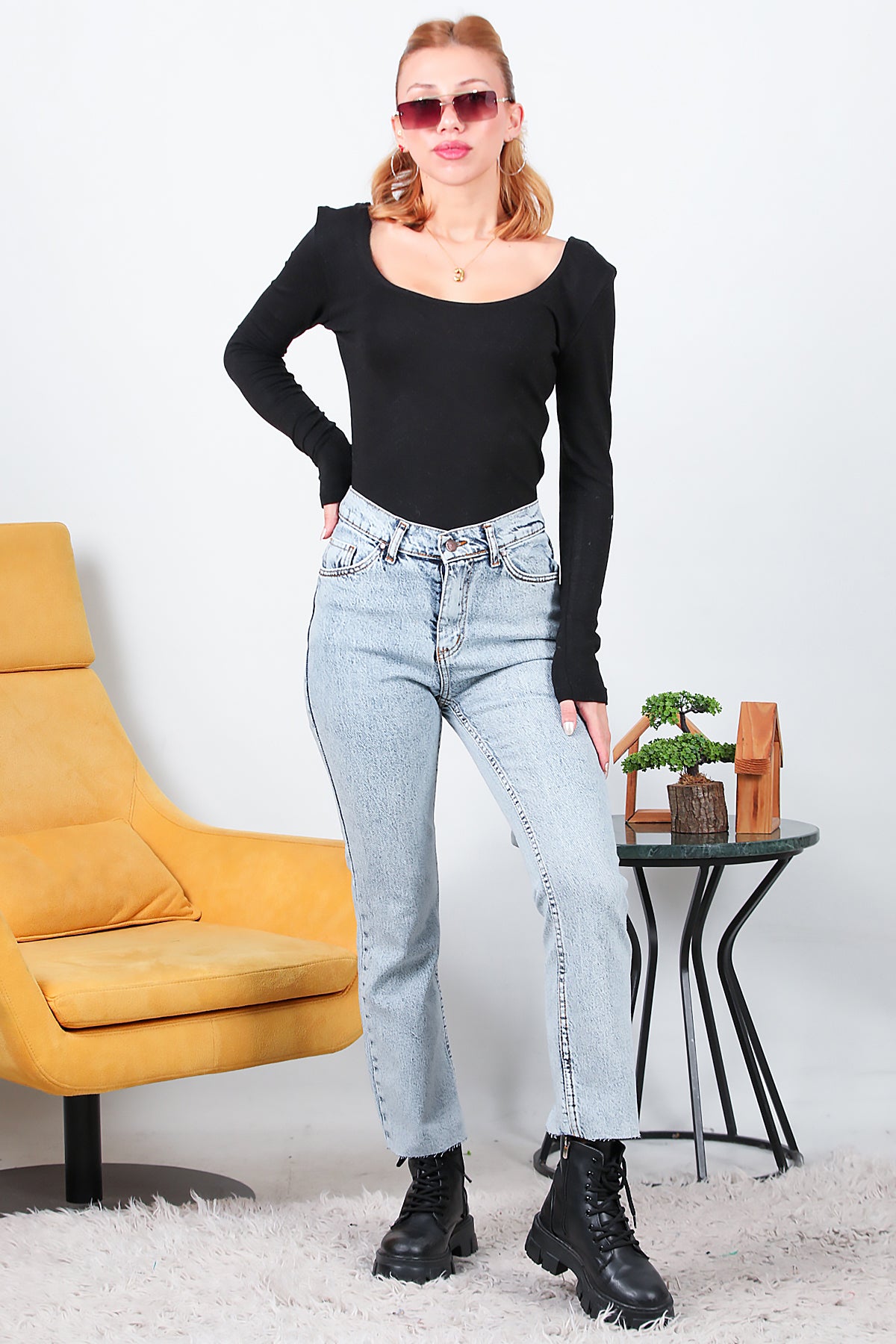 Kadın Crop Jeans Pantolon Kot