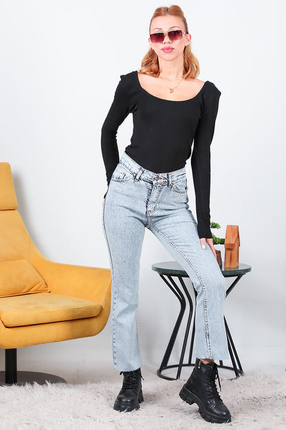 Kadın Crop Jeans Pantolon Kot