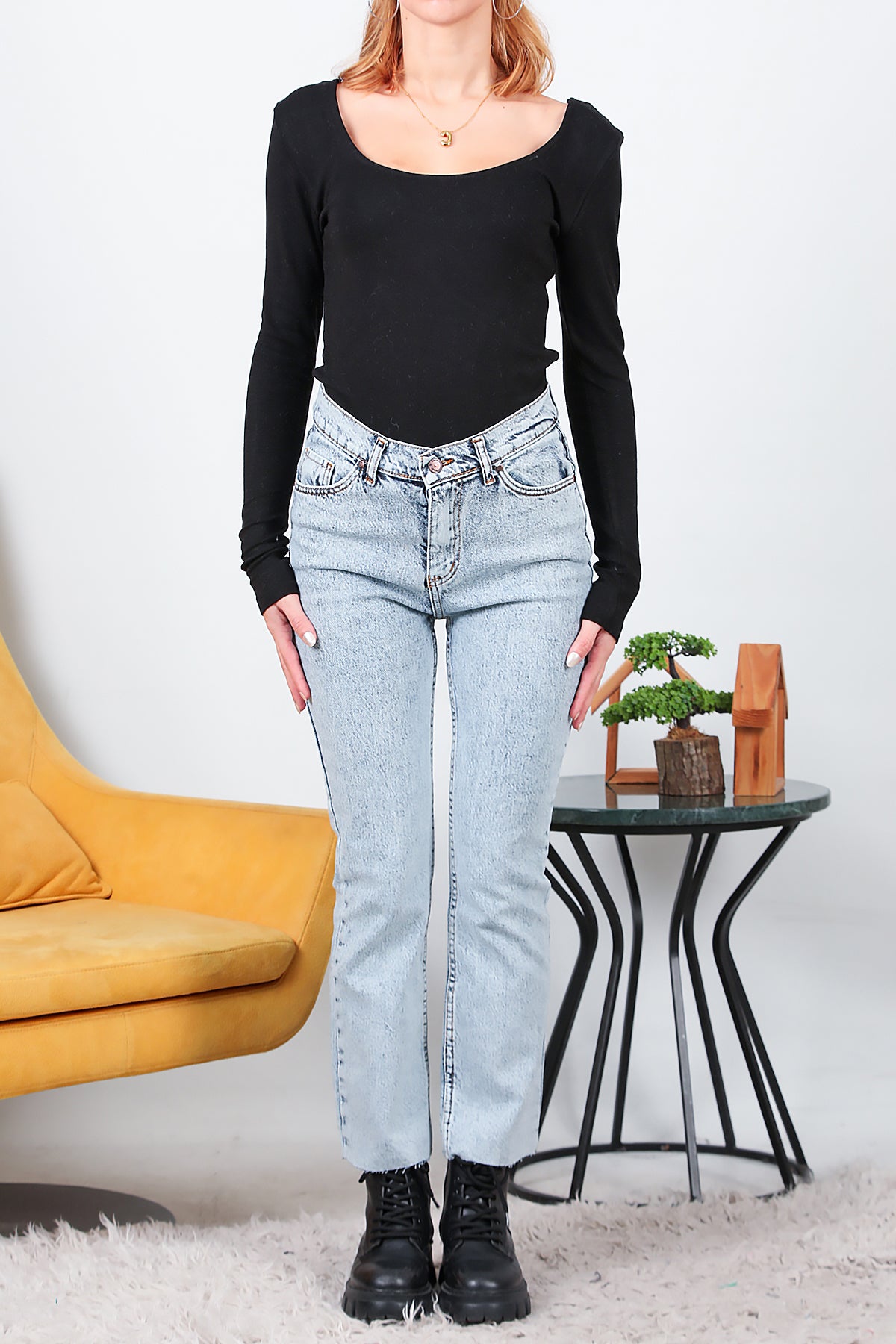 Kadın Crop Jeans Pantolon Kot