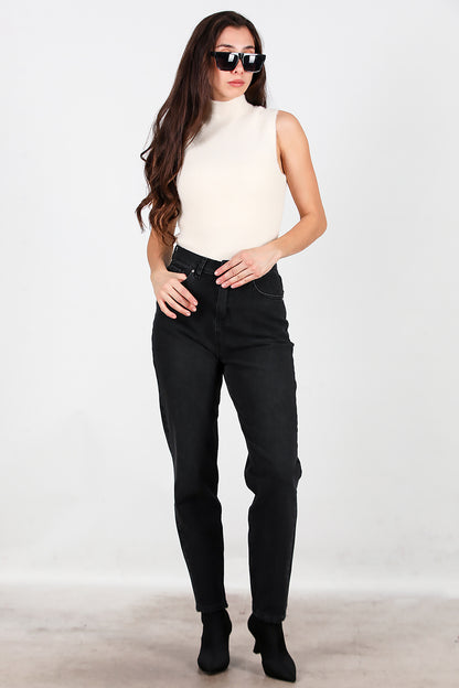 Kadın Mom Jeans Pantolon Siyah