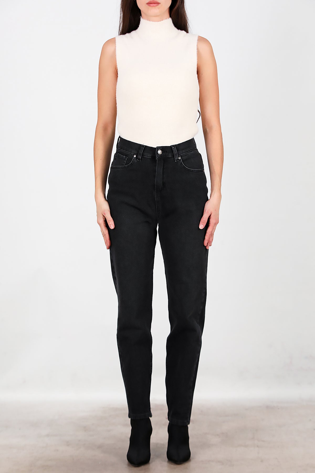 Kadın Mom Jeans Pantolon Siyah