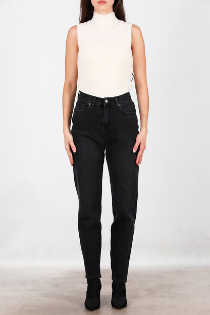 Kadın Mom Jeans Pantolon Siyah