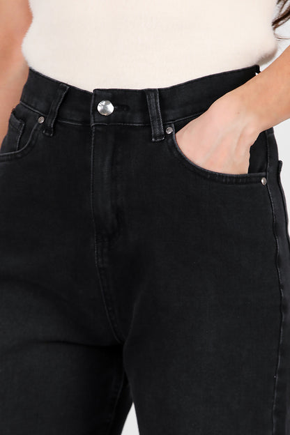 Kadın Mom Jeans Pantolon Siyah