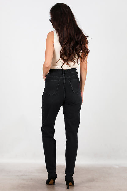 Kadın Mom Jeans Pantolon Siyah