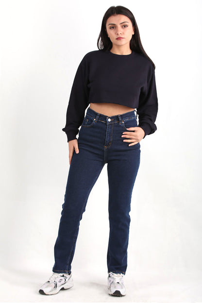 Retrova Kadın Mom Jean Pantolon Lacivert