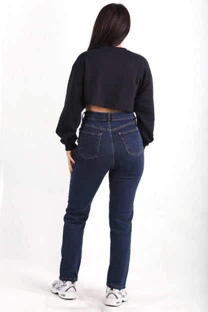 Retrova Kadın Mom Jean Pantolon Lacivert