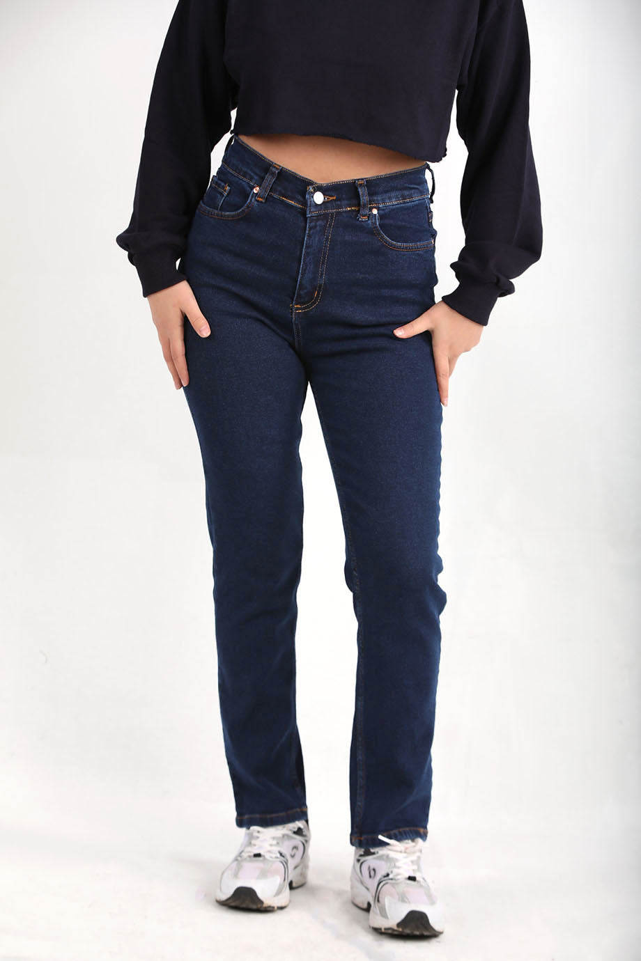 Retrova Kadın Mom Jean Pantolon Lacivert